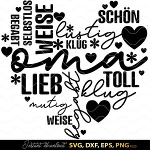 Arquivo SVG de plotter Oma alemão | Liebling Coração SVG | O melhor Oma SVG | Cricut Silhouette Baixar pacote de plotagem | Alles Liebe Muttertag