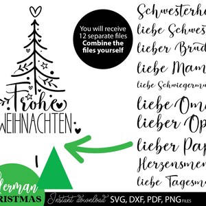 Liebevoll gestaltetes Weihnachtsdesign mit eleganter Schleife, Sternen und Tannenzweigen, perfekt für personalisierte Geschenke, Tischdekorationen, Karten und kreative Bastelprojekte. Individuell anpassbar für Namen oder Initialen, um eine festliche Stimmung zu schaffen. Die grafischen Elemente ermöglichen vielseitige Anwendungen in DIY-Projekten, Scrapbooking, Geschenkanhängern oder Weihnachtskarten und bieten eine charmante, handwerkliche Gestaltungsmöglichkeit für Familien.