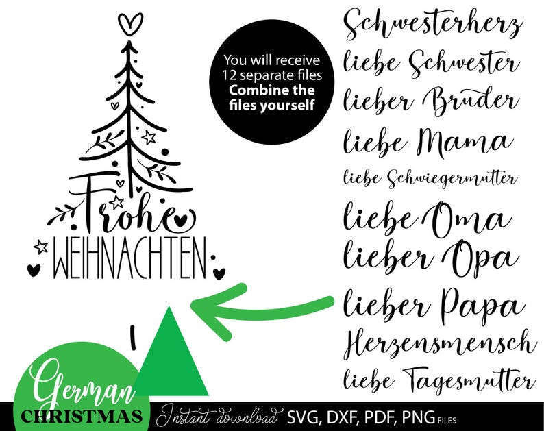 Liebevoll gestaltetes Weihnachtsdesign mit eleganter Schleife, Sternen und Tannenzweigen, perfekt für personalisierte Geschenke, Tischdekorationen, Karten und kreative Bastelprojekte. Individuell anpassbar für Namen oder Initialen, um eine festliche Stimmung zu schaffen. Die grafischen Elemente ermöglichen vielseitige Anwendungen in DIY-Projekten, Scrapbooking, Geschenkanhängern oder Weihnachtskarten und bieten eine charmante, handwerkliche Gestaltungsmöglichkeit für Familien.