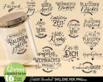 German Baking Quotes SVG Bundle: Christmas Cookies, Cricut & Silhouette (Digital Download)