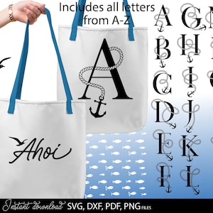 Nautical Monogram SVG: German Letters, Maritime Clipart (Digital Download)