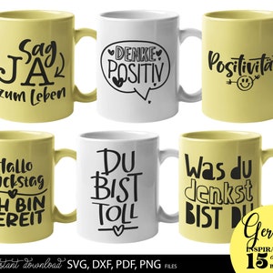 Citations inspirantes allemandes fichier traceur SVG PNG DXF Bundle | Svg dictons positifs Garman | Bundle de dessins de traçage | Lot traceur