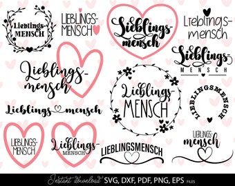 Deutsche Plotterdatei Lieblingsmensch | Du bist toll | Herzmensch Geschenk | Liebe SVG Bundle | Cricut Silhouette Studio Plotterdatei