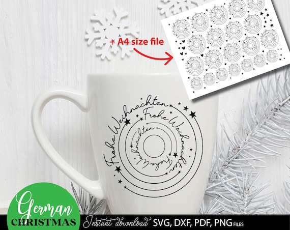 German Christmas SVG Bundle: Wreath, Mug, Shirt Designs (Commercial Use, Digital Download)