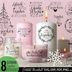Deutsch Erzieher Plotterdatei | Erzieher deutsche Sprüche SVG Bundle | Erzieher Schriftzüge | Erzieher Weihnachten Geschenk