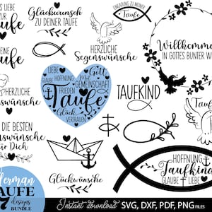 Taufe Plotterdatei Svg Png Dxf-pakiet komunia Svg Png-pakiet chrzest Svg Png-niemiecki Plotterdatei-taufe geschenk Svg Png