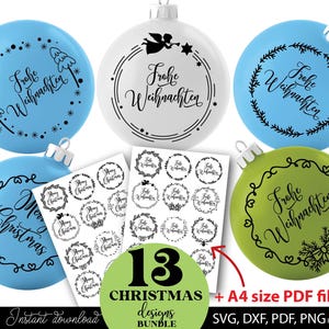 Frohe Weinachten German Plotter file Svg Png Dxf - German Christmas Svg Png - Weihnachts kranz svg Weihnachtskerzenaufkleber - Kerzen tattoo