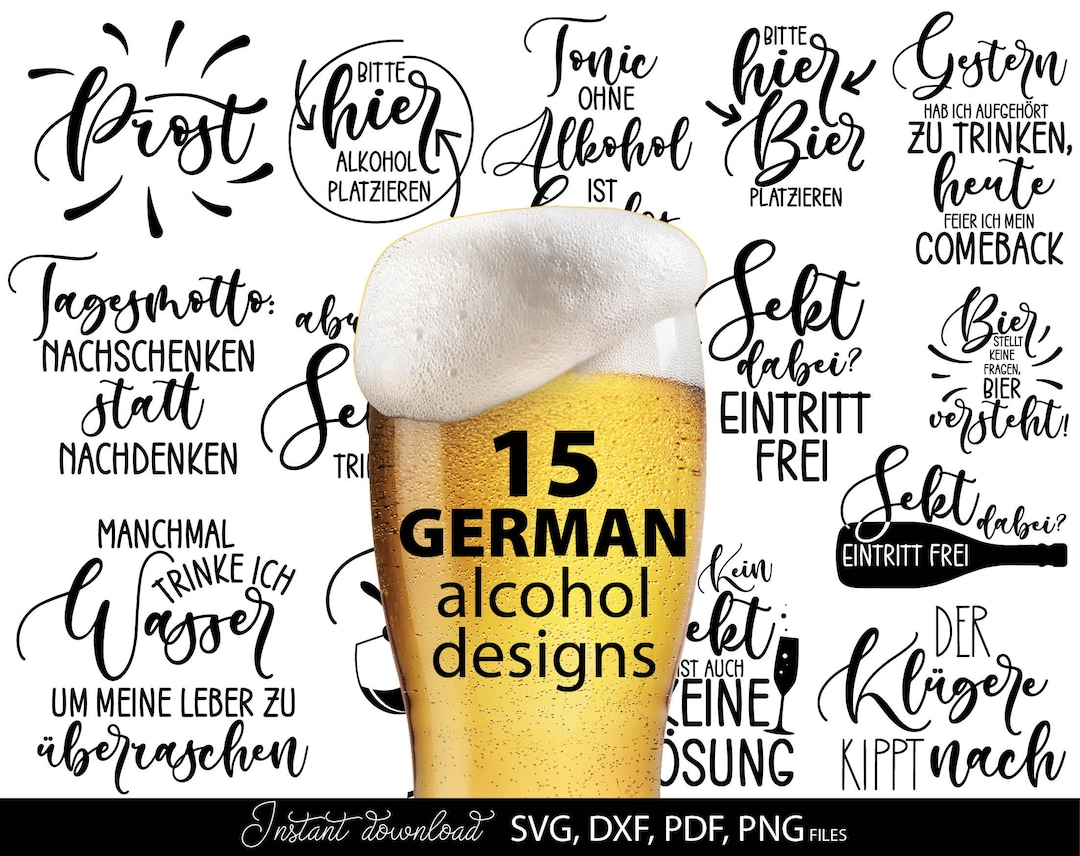 Plotterdatei Sprüche Alkohol allgemein Deutsch svg png dxf Plotterdatei