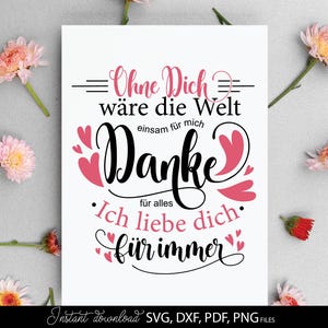 Allemande Ohne Dich Danke Ich Liebe Dich Für Immer Anniversaire de mariage, Romantic Files