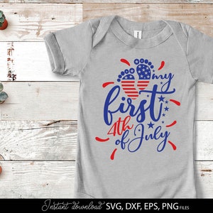 Mi primer SVG del 4 de julio, camiseta del 4 de julio para niños PNG, Día de la Independencia para niños PNG, archivo de corte de diseño de sublimación del 4 de julio para bebés