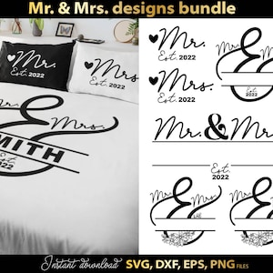 Mr. Mrs. SVG, Est 2025 Mr. and Mrs. Sign SVG Wedding Shirt Svg, Just Married Sign Svg Png, Wedding Gift Shirts Cut Files Cricut, Silhouette
