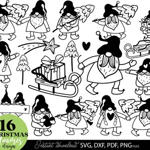 Weihnachtswichtel SVG Bundle, Skandinavische Wichtel Clipart Dateien, hiver PNG PDF Designs pour Cricut Deko und Geschenke