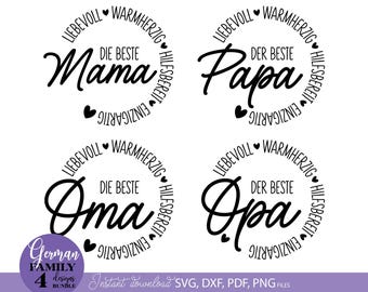 Beste Mama Papa Oma Opa SVG Familia Spruch, Geschenk Plotter Datei Design