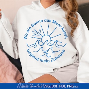 Wo die Sonne das Meer küsst SVG, Küstenliebe Plotterdatei, Maritimes Sonnenmotiv, Meer Spruch Datei, Digitaler Download