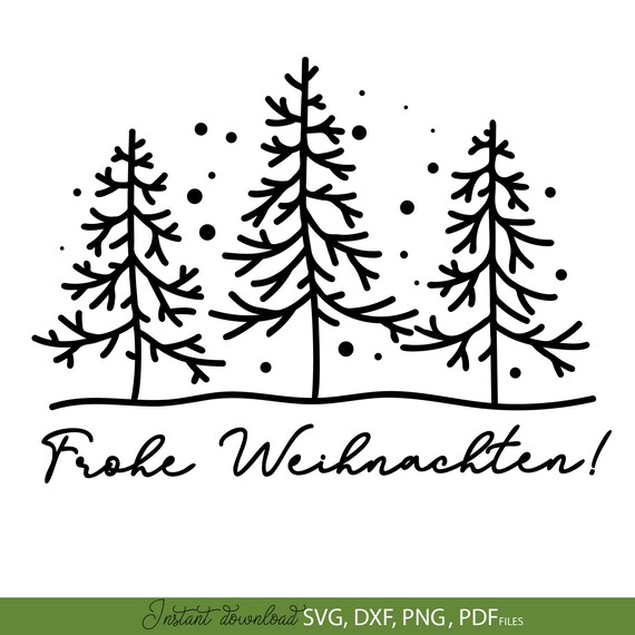 Frohe Weihnachten Tannenbaum Motiv mit Winterwald Weihnachtsdeko SVG modernes minimalistisches Design für festliche DIY Weihnachtsprojekte