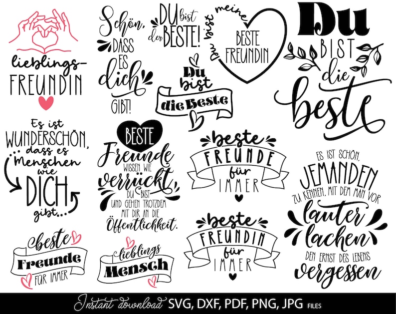 Plotterdatei SVG PNG DXF Bundle Beste Freundin Deutsche Etsy Schweiz