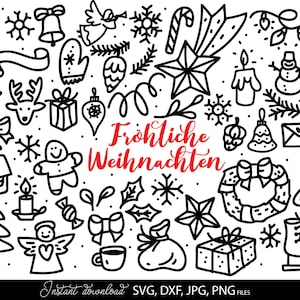 Arquivo de plotadora Frohe Weihnachten SVG, PNG, DXF, pdf | Pacote Weihnachten Svg | Arquivo de corte de Natal alemão Svg | Arquivos de Corte Cricut, Silhueta