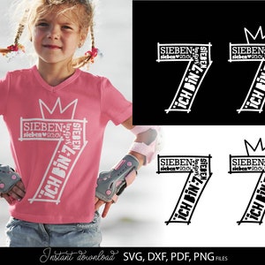 7 Geburtstag SVG, Ich bin 7 Sieben Kinder Geburtstag Plotter Datei T Shirt Design