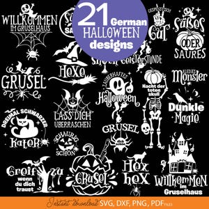 Paquete SVG de Halloween en alemán: Archivos de trazado de Hexennacht, descarga digital