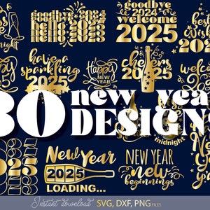 Paquete de Año Nuevo 2026 en formato SVG/PNG/Citas de Año Nuevo en formato SVG/Sublimación de Año Nuevo, archivos SVG para Cricut Silhouette, Clipart de Año Nuevo