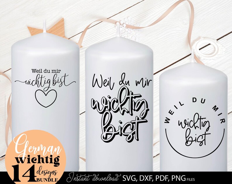 Set aus liebevollen deutschen Schriftzügen mit dem Spruch „Weil du mir wichtig bist“ in verschiedenen stilvollen Varianten. Moderne handgeschriebene Typografie kombiniert mit Herzen, Kreisen und dekorativen Elementen im minimalistischen Schwarz-Weiß Design. Die Motive wirken emotional, warm und persönlich. Perfekt geeignet für DIY Projekte wie Geschenkideen, Tassen, Karten, Poster oder Wanddeko. Ideal, um Wertschätzung, Liebe und besondere Gefühle kreativ auszudrücken.