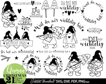 Wichtel Weihnachten SVG Bundle mit deutschen Sprüchen für Kerzen Geschenke Plotter and winterliche DIY Deko