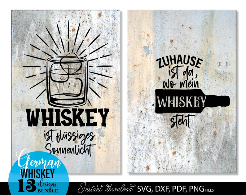 Whiskey SVG Bundle mit 13 humorvollen Spruch Designs rund um Whiskey Genuss und Lifestyle. Moderne Typografie kombiniert mit Gläsern, Flaschen und dekorativen Elementen verleiht jedem Motiv einen stilvollen und witzigen Charakter. Schwarz weiß Design sorgt für vielseitige Einsatzmöglichkeiten auf T Shirts, Hoodies, Bar Dekorationen und Geschenken. Perfekt für Whiskey Fans, Männergeschenke und kreative DIY Projekte mit Plotter oder Druck.