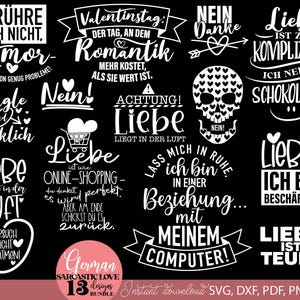 German Sarcastic Love Quotes SVG Bundle: Valentine&#39;s Day Cricut (Digital Download)