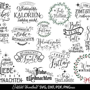 File plotter Frohe Weihnachten SVG, PNG, DXF, pdf, Weihnachten Svg Bundle, File di taglio natalizio tedesco File Svg File Cricut Plot