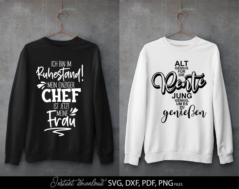 Kreatives Rentner SVG Bundle mit deutschen Sprüchen rund um Ruhestand, Rente und humorvolle Lebensweisheiten. Enthält moderne Typografie Designs wie „Ich bin im Ruhestand“, „Vollzeit Opa“, „Alt genug für die Rente“ sowie dekorative Schriftzüge für Männer und Frauen. Ideal für DIY Projekte wie T-Shirts, Tassen, Geschenke zum Renteneintritt oder personalisierte Dekoration. Perfekt geeignet für Plotterarbeiten mit stilvollen und lustigen Designs für den neuen Lebensabschnitt.
