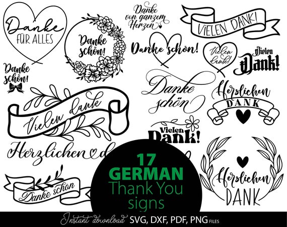 German Danke SVG Bundle: Thank You Banner, Cricut & Silhouette, Digital Download