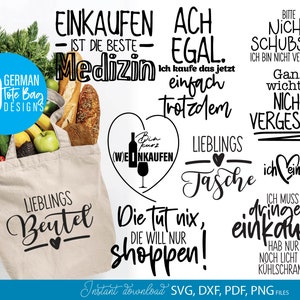 Tragetasche Zitate Deutsche Plotterdatei Bundle svg png | Tasche Sprüche Plotterdateien | Beutel Zitate Schneidedatei | Deutsche Plotterdateien für Cricut