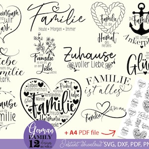 Deutsche Plotterdatei Familie- Plotterdatei Herz svg - Familie svg - Deutsche Sprüche Svg - Plotterdatei Geschenk- Cricut - Laserdatei
