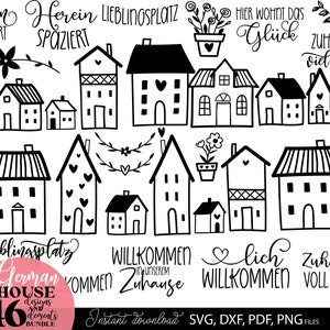 Zuhause SVG Bundle Willkommensschild SVG PNG Zuhause SVG Tedesco Home Plotter File SVG DXF PNG Herzlich Willkommen Familie Plotter File