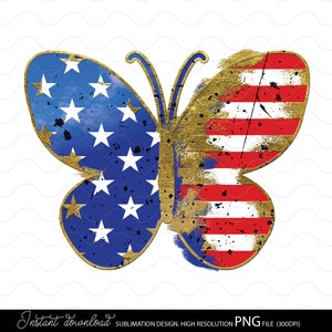 Camiseta Make America Great Again Png, 4 de julio Sublimación PNG Mariposa, 4 de julio Sublimación, Patriótico Png, Usa Mariposa Png