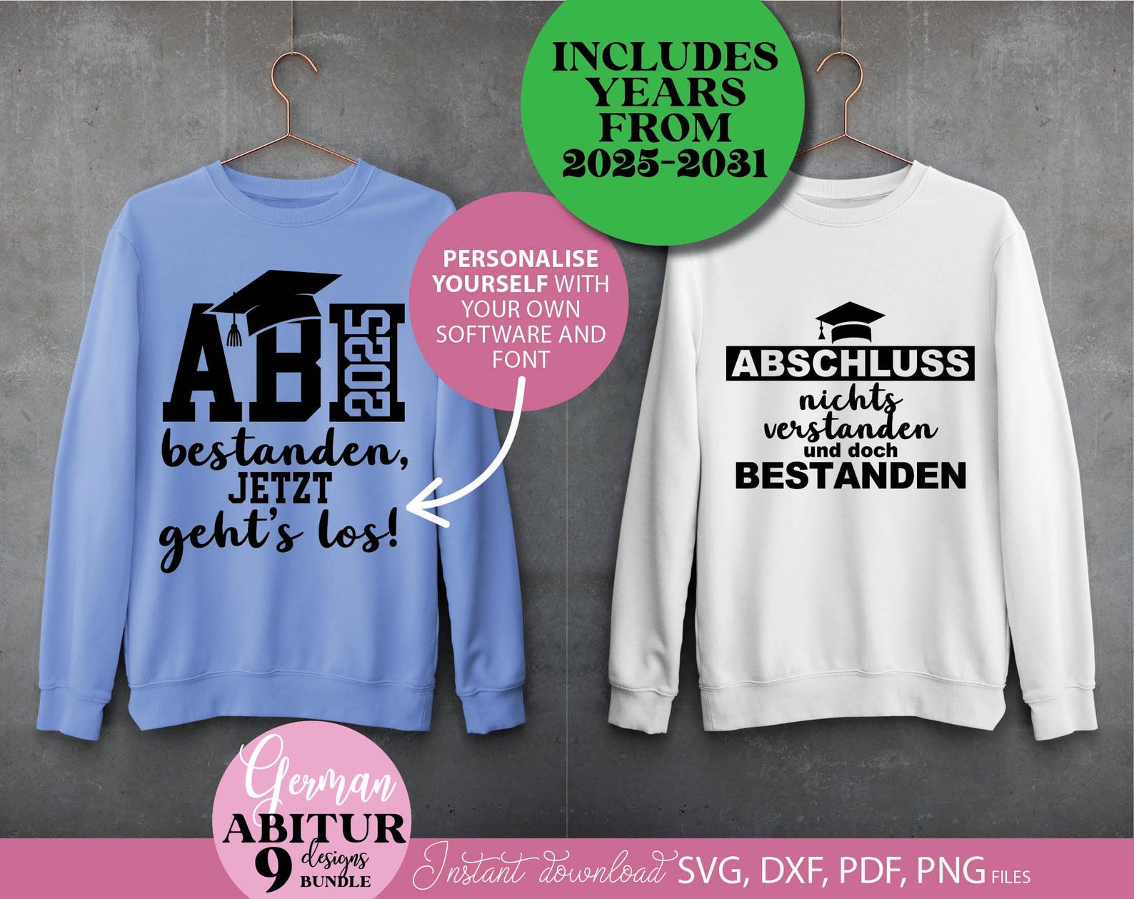 Abitur 2025 SVG Bundle: German Graduation Cut Files (commercial Use) - Etsy