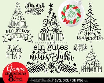 Personalisierte Weihnachtsgrüße Frohe Weihnachten Neujahrswünsche Festliche Typografie Bundle Designs Set