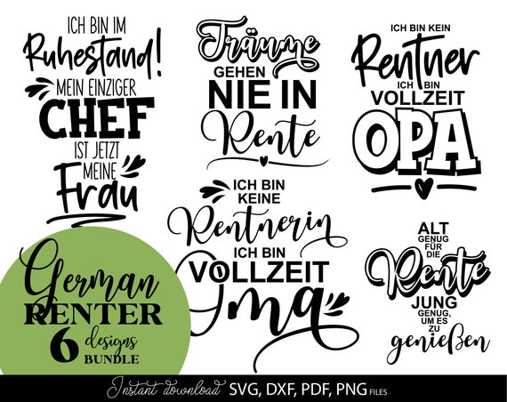 Rentner SVG Bundle, Ruhestand Sprüche Rente Geschenk Idee, Pension Plotter Datei