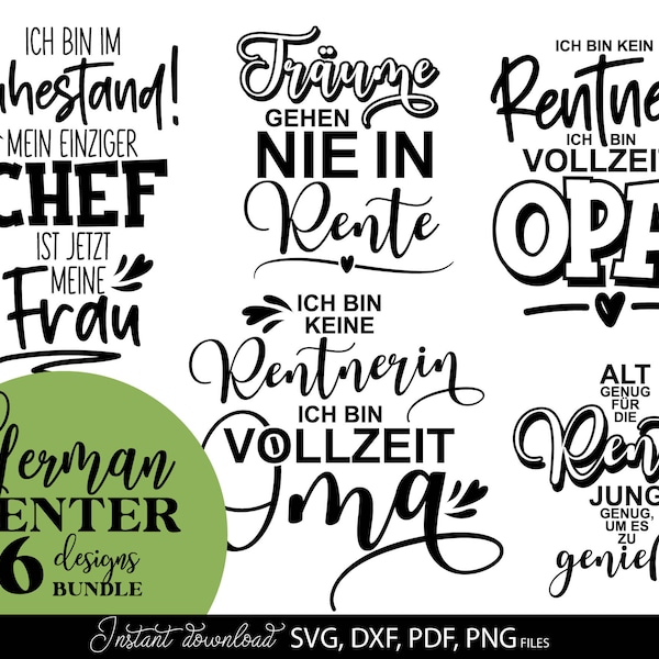 Rentner Sprüche | Deutsche Plotterdatei Rente | Svg Deutsche Sprüche | Dates des traceurs allemands | Geschenk zur Rente | Ruhestand Svg png