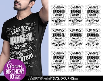 Personalisierte Geburtstag SVG Dateien für Papa, Vintage Jahrgang Designs 1980er, Geburtstags Shirt Bundle PNG DXF Cricut