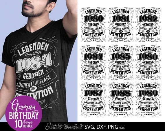 Personalisierte Geburtstag SVG Dateien für Papa, Vintage Jahrgang Designs 1980er, Geburtstags Shirt Bundle PNG DXF Cricut