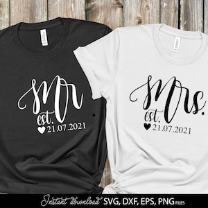 M. et Mme SVG | M. et Mme signe SVG | M. et Mme monogramme SVG | Svg mariage | Just Married svg | Svg fiançailles | Fichiers de découpe Cricut, Silhouette
