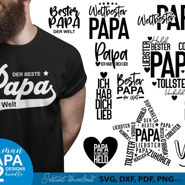 Deutsche Papa Plotterdatei SVG | Liebling Papa Herz SVG | Die beste Papa SVG | Cricut Plot-Bundle herunterladen | Alles Liebe Vatertag Svg Png