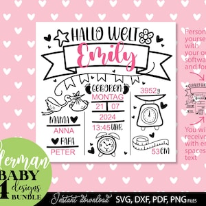 Plotterdatei BABYBUNDEL SVG-bestand voor geboortedatum Svg Png Baby-animatie