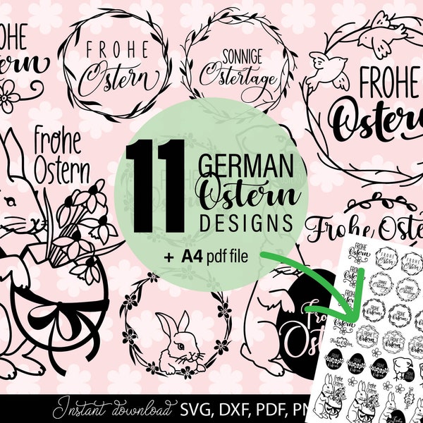 German Easter Svg | Ostern Bundle | Plotter File Easter | Osterhase SVG | Frühling Svg | Ostern German Svg | Easter Bunny Tag Svg | DXF PDF