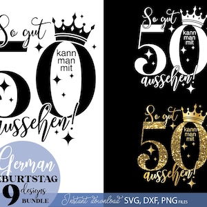 Wunderschönes Geburtstagsdesign „So gut kann man mit 50 aussehen“ für ein besonderes Jubiläum. Mit Krone und funkelnden Details, die Reife, Würde und Lebensfreude symbolisieren. Ideal für DIY Projekte wie Kleidung, Accessoires oder Dekoration. Ein elegantes Motiv, das diesen besonderen Tag unvergesslich macht und sich bestens für kreative Geschenkideen eignet.