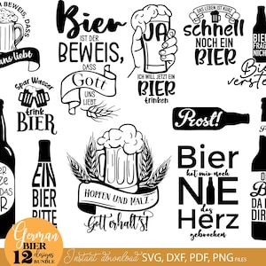 Lustige Bier Sprüche SVG-bundel – Deutsche Bierwitz Designs zum Sofort-Download Für T-Shirts, Tassen, Sublimation, DIY Projekte Plotterdatei