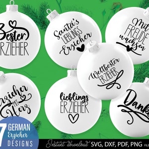 Erzieher SVG Bundle mit liebevollen deutschen Sprüchen wie „Bester Erzieher“, „Erzieher mit Herz“ und „Mit Freude wachsen“. Elegante und moderne Schriftzüge mit Herz-Elementen, ideal als Dankeschön für Erzieher im Kindergarten oder in der Kita. Perfekt geeignet für DIY Projekte wie Tassen, Shirts oder personalisierte Geschenke für Abschied, Weihnachten oder Wertschätzung im pädagogischen Bereich.