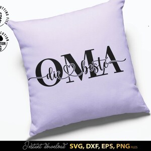 Mama SVG Bundle mit stilvollen deutschen Schriftzügen wie Mama die Beste und Oma die Beste in eleganter Typografie mit Herzmotiv. Modernes schwarz weiß Design eignet sich perfekt für personalisierte Geschenke, T Shirts, Tassen und DIY Projekte. Ideal für Muttertag, Geburtstag oder besondere Anlässe für Mama und Oma. Hochwertige Plotter Dateien zur kreativen Gestaltung liebevoller Dekorationen und individueller Geschenkideen für Familie.