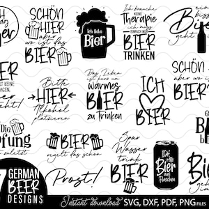 ドイツのビールの引用 SVG バンドル、Ich Liebe Bier Prost Designs、デジタル ダウンロード